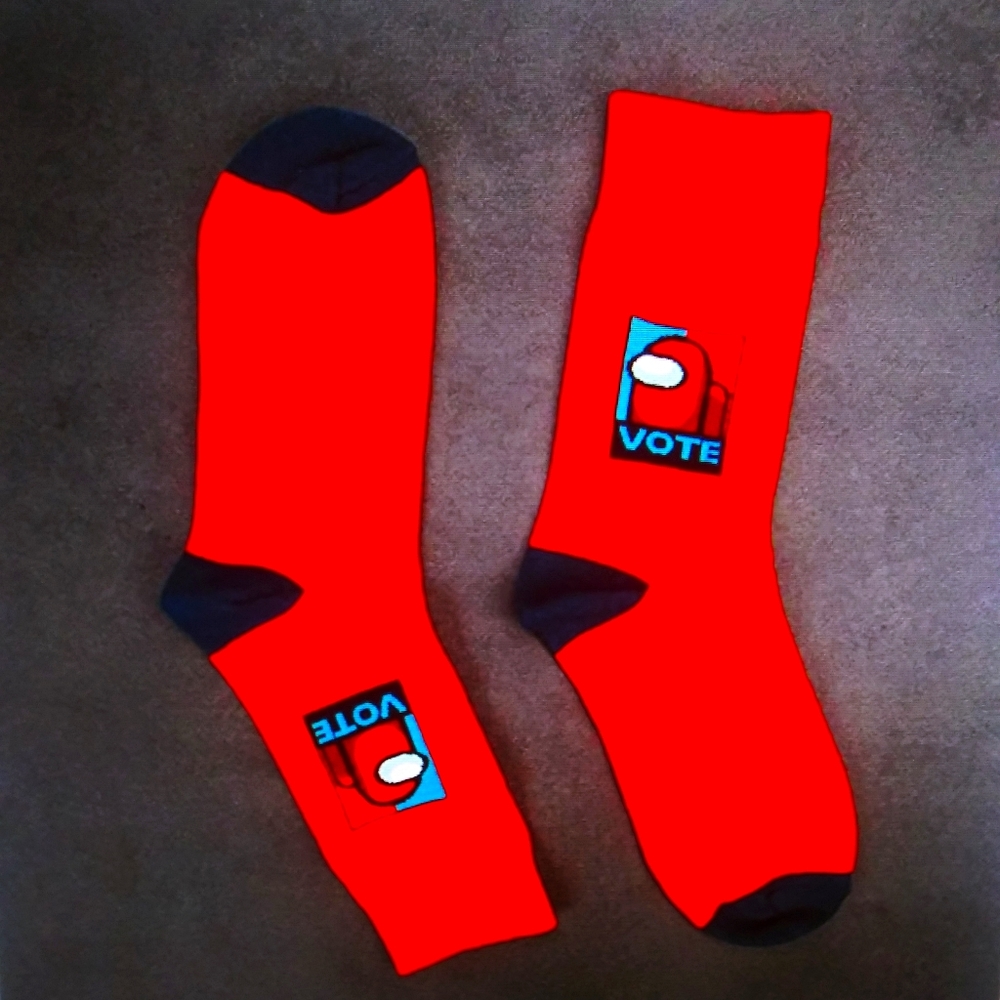 Among Us Socks Sox VOTE Funny Impostor Sus